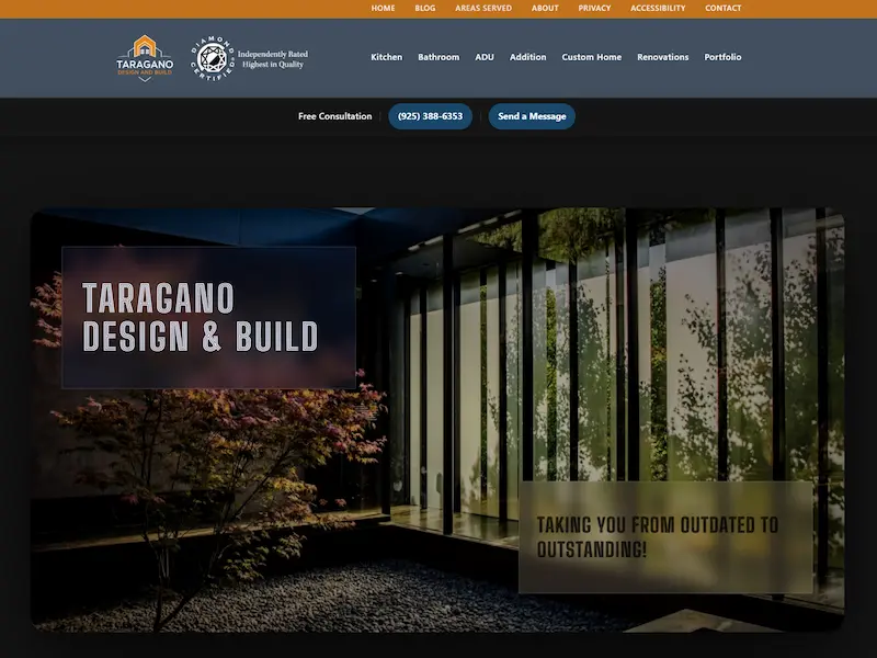 Taragano Design and Build website shown on desktop and mobile devices